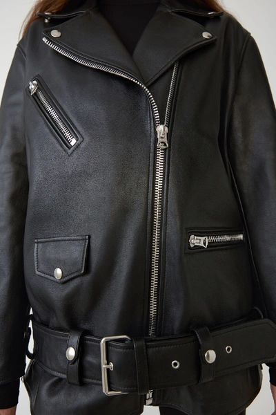 Shop Acne Studios Long Biker Jacket Black