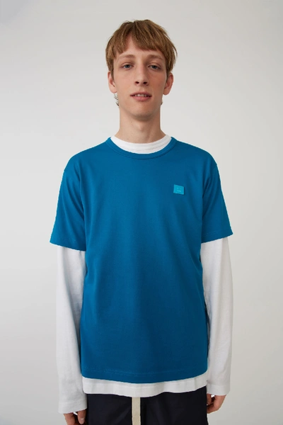 Shop Acne Studios Short Sleeved T-shirt Teal Blue