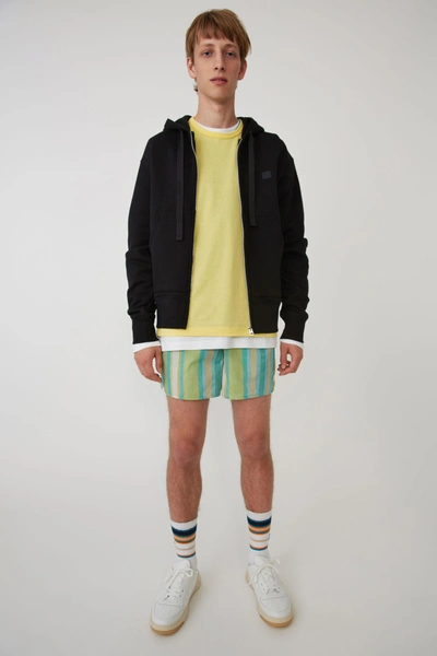 Shop Acne Studios Ferris Zip Face Black In Classic Fit Hooded Zip-up Sweatshirt