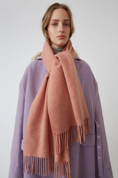 Shop Acne Studios Canada Nr New Rose Melange In Narrow Wool Scarf