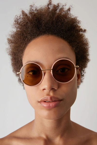 Shop Acne Studios Round Eyewear Gold Pink/beige