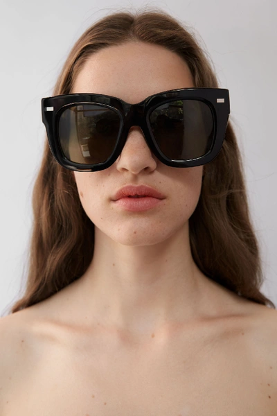 Shop Acne Studios Library Metal Black In Oversized Sunglasses