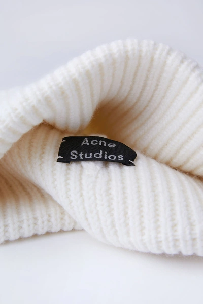 Shop Acne Studios Ribbed Beanie Hat Natural White