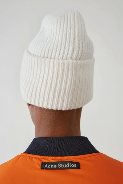 Shop Acne Studios Ribbed Beanie Hat Natural White
