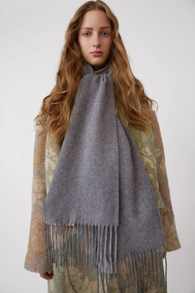 Shop Acne Studios Canada Skinny Grey Melange In Skinny Wool Scarf