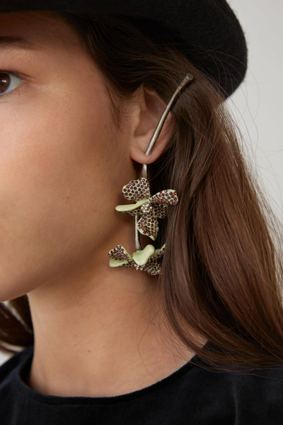 Shop Acne Studios Flower Earring Mint/burgundy