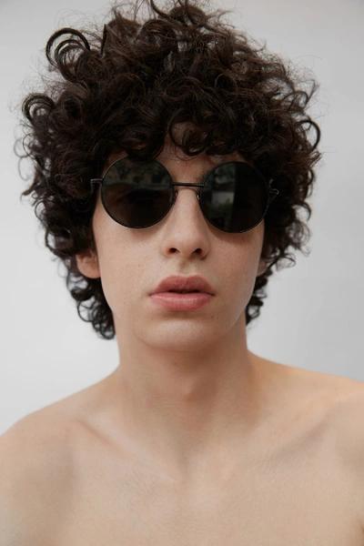 Shop Acne Studios Round Eyewear Black Satin/black