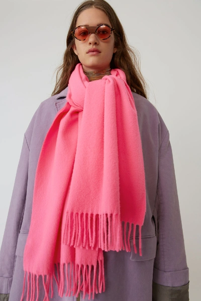 Shop Acne Studios Canada Nr New Pink/fluo Pink In Narrow Wool Scarf