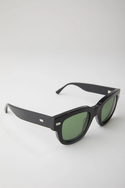 方形镜框眼镜 黑色/绿色
