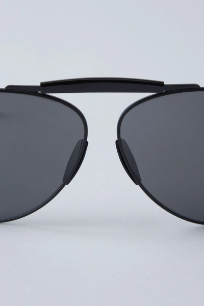 Shop Acne Studios Aviator Eyewear Black Satin/black