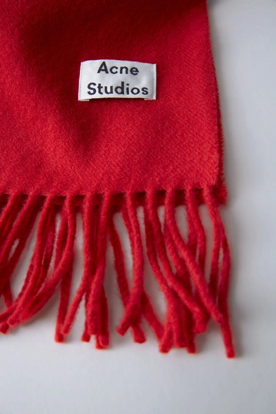 Shop Acne Studios Smaller Fringed Scarf Vermillion Red