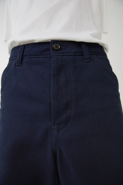 Shop Acne Studios Cotton Twill Trousers Navy Blue