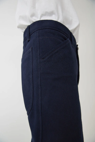 Shop Acne Studios Cotton Twill Trousers Navy Blue