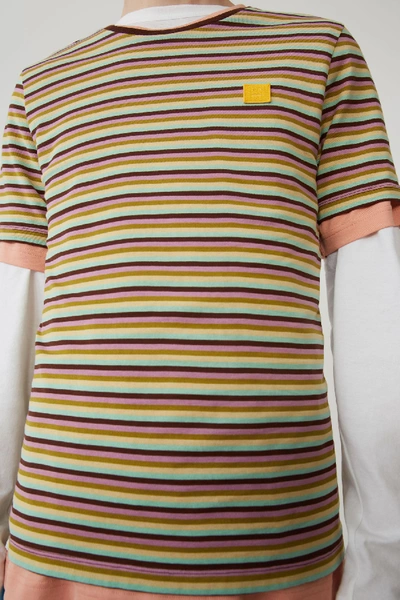 Shop Acne Studios Striped T-shirt Green/brown