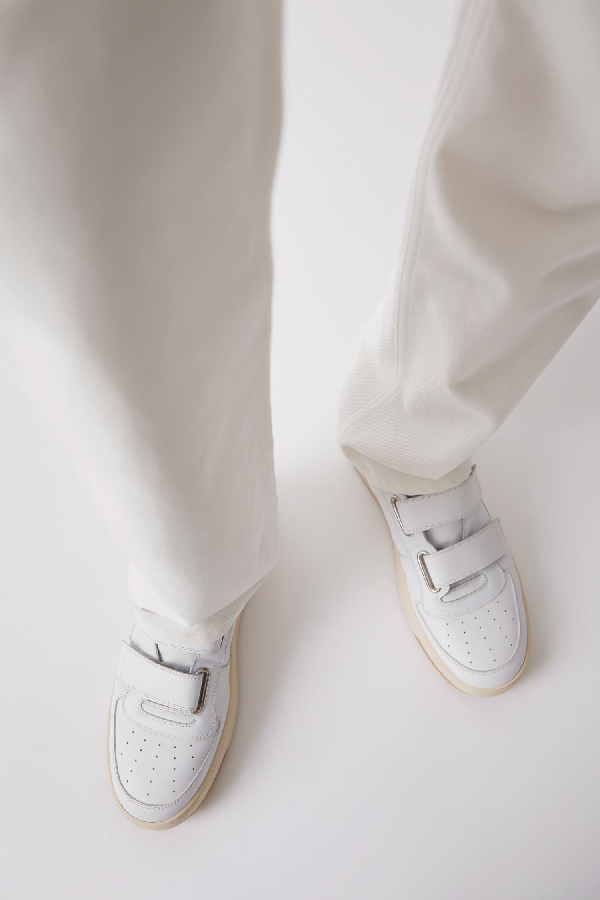 Acne Studios Perey Low-top Velcro-strap Leather Trainers In White | ModeSens