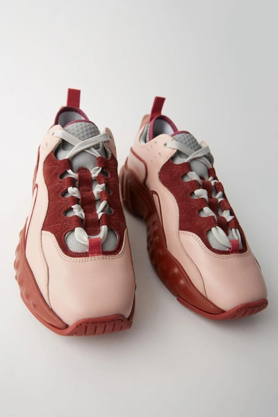 Shop Acne Studios Technical Sneakers Pink/burgundy