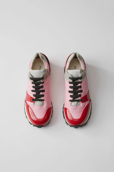 Shop Acne Studios Vintage Inspired Sneakers Pale Pink/red