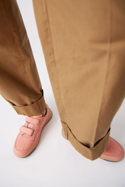 Shop Acne Studios Steffey Nubuk Dusty Pink In Velcro Sneakers