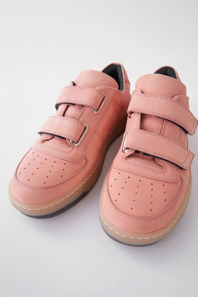 Shop Acne Studios Steffey Nubuk Dusty Pink In Velcro Sneakers