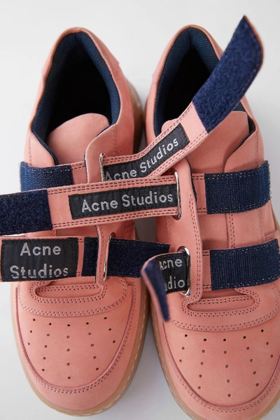 Shop Acne Studios Steffey Nubuk Dusty Pink In Velcro Sneakers