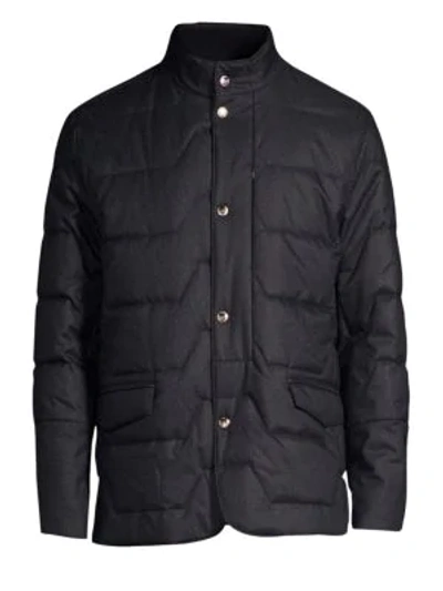 Shop Corneliani Quilted Puffer Jacket In Blue