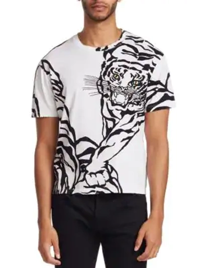 Shop Valentino Tiger Print T-shirt In White Blue