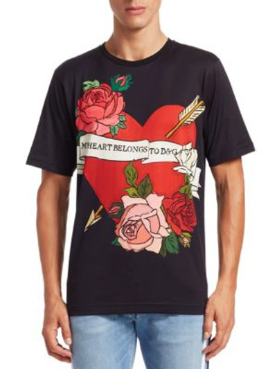 Shop Dolce & Gabbana Heart Graphic Tee In Black