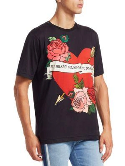 Shop Dolce & Gabbana Heart Graphic Tee In Black