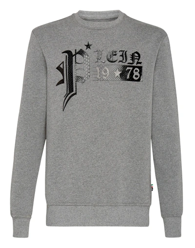Shop Philipp Plein Sweatshirt Ls Gothic Plein In Grey
