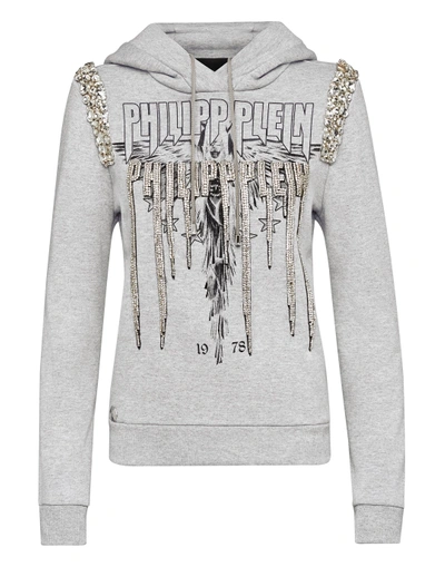 Shop Philipp Plein Hoodie Sweatshirt Angel In Grey