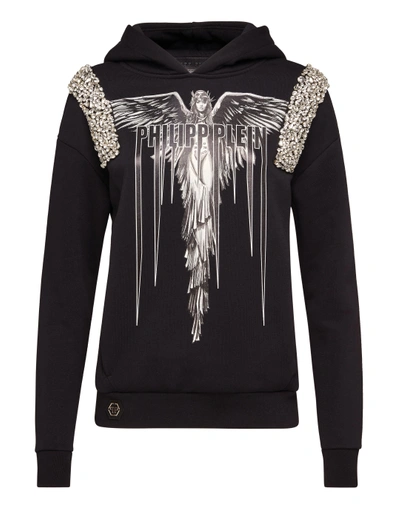 Shop Philipp Plein Hoodie Sweatshirt Angel In Black