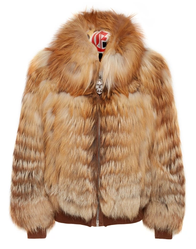 Shop Philipp Plein Fur Jacket Luxury In Beige