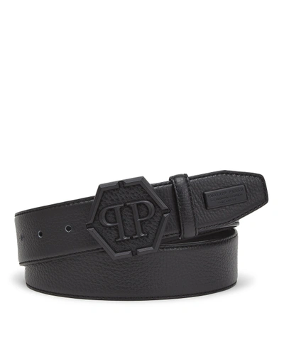 Shop Philipp Plein Belt Original In Black / Black