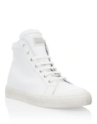 Shop Philipp Plein Hi-top Sneakers Graphic Plein In White