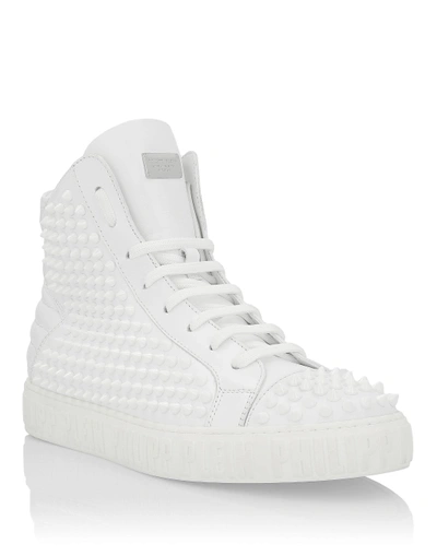 Shop Philipp Plein Hi-top Sneakers Studs In White