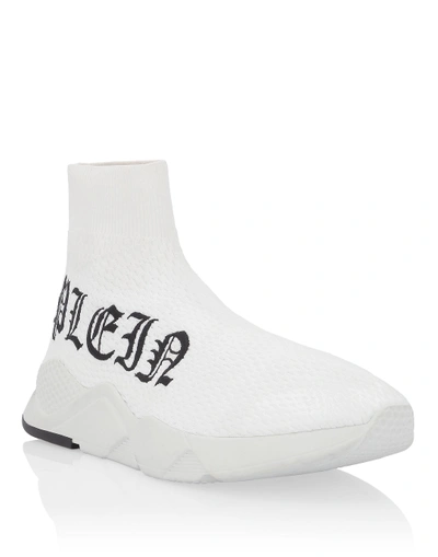 Shop Philipp Plein Hi-top Sneakers Gothic Plein In White