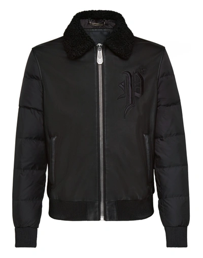 Shop Philipp Plein Leather Jacket Gothic Plein In Black