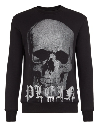 Shop Philipp Plein Hoodie Sweatshirt Skull In Black/silver