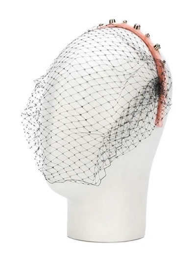 Shop Red Valentino Red(v) Embellished Mesh Hairband - Neutrals