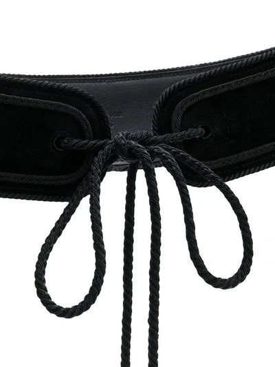 Shop Saint Laurent Whipstitch Trim Belt In Black