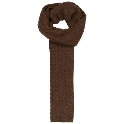Shop Lardini Brown Cable-knit Alpaca-blend Scarf In Chocolate