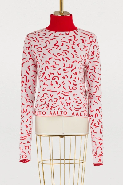 Shop Aalto Memphis Turtleneck Sweater In Memphis Red/white