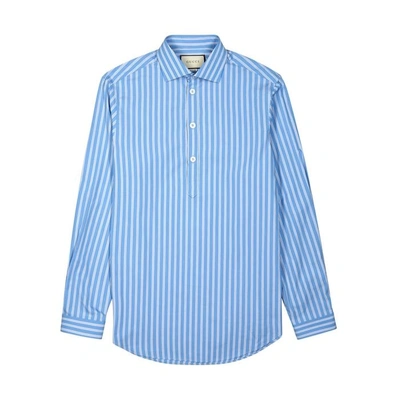 Shop Gucci Blue Striped Cotton Shirt