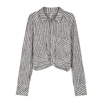 Shop Free People Lust For Life Striped Cotton-blend Top In Ivory