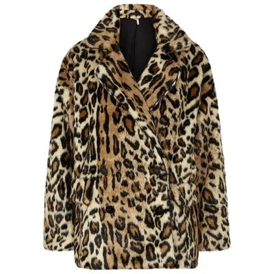 Shop Free People Kate Leopard-print Faux Fur Coat In Brown