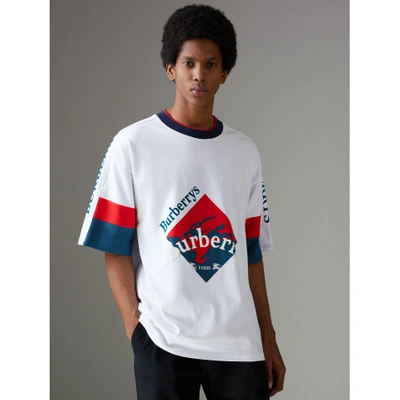 Shop Burberry Archive Logo Print Cotton T-shirt In White