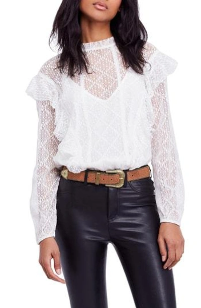 Shop Free People Goldie Long Sleeve Lace Bodysuit In Black