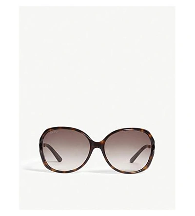 Shop Gucci Gg0076s Tortoiseshell Round Sunglasses