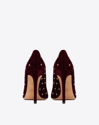 Shop Valentino Velvet Rockstud Spike Pump 105mm In Black