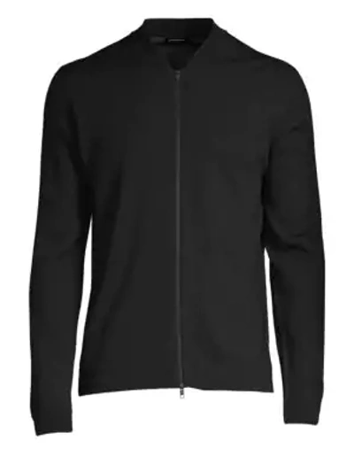 Shop J. Lindeberg Lyam Merino Zip-up Sweater In Black